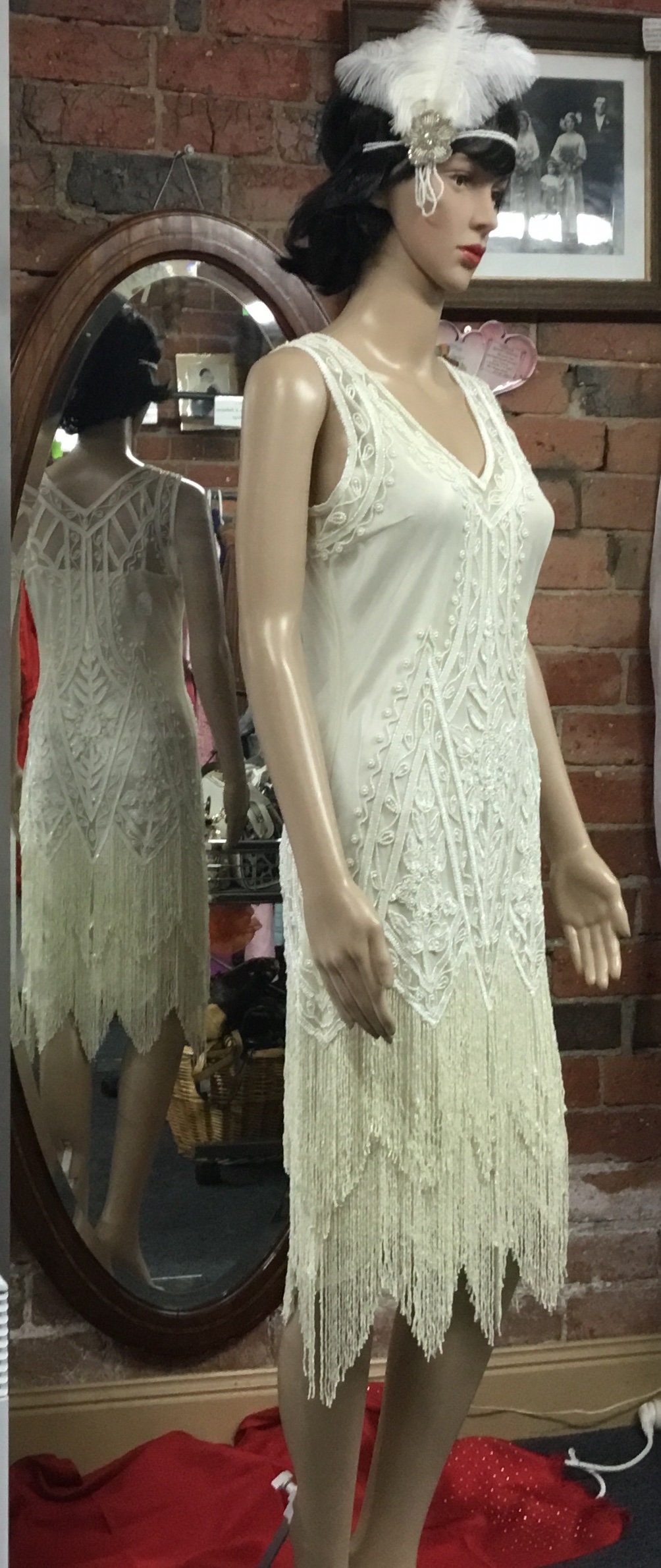 Cream Flapper Dress 1920s Cream Dress cream Beaded 1920s Dress