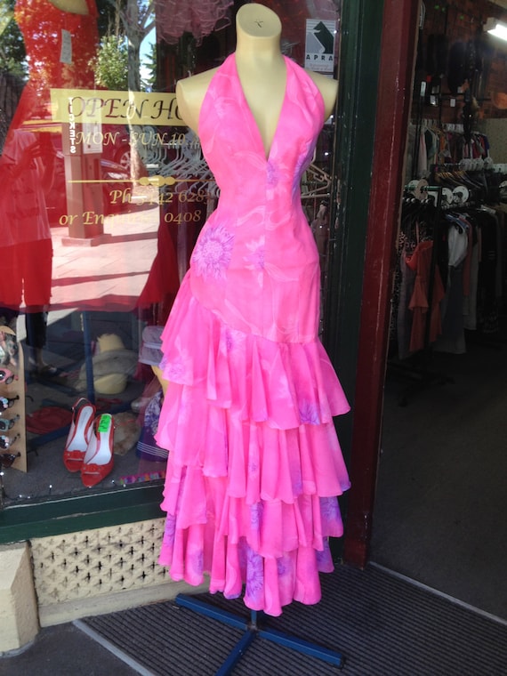 1980s Barbie Pink Halter Neck Dress