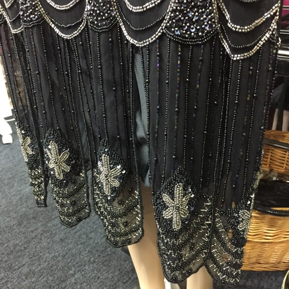 1920's Black Flapper Dress/Black Beaded Dress - image 9