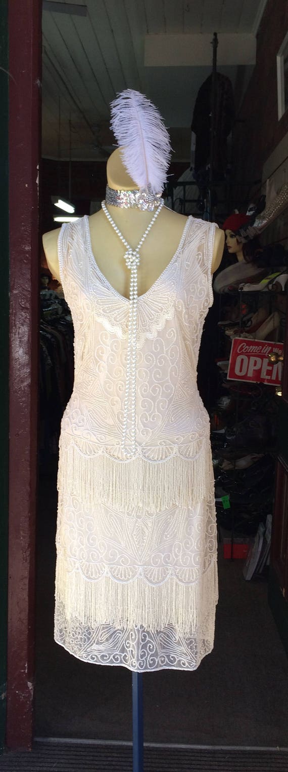 cream beaded flapper dress Amazon.com: BABEYOND Women's Flapper Dresses 1920s V Neck Beaded Fringed  Great Gatsby Dress Beige : Clothing, Shoes & Jewelry
