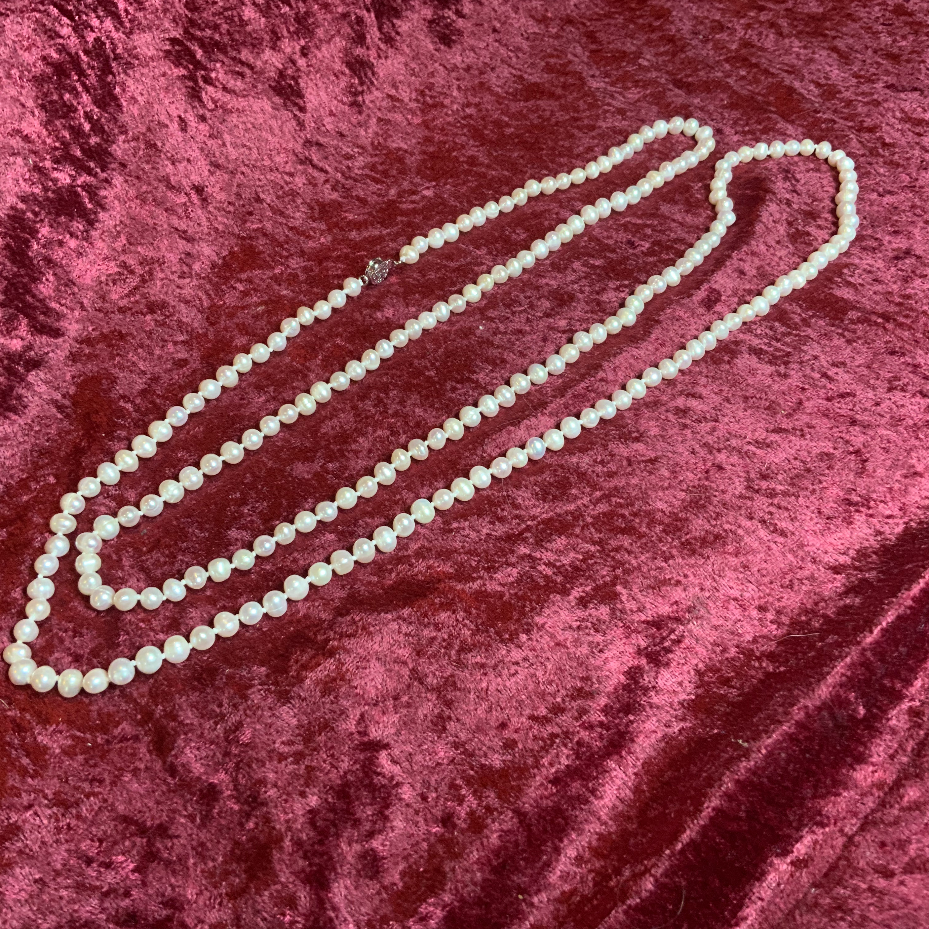 1920s Style Flapper Length Genuine Freshwater Pearl Necklace - Etsy