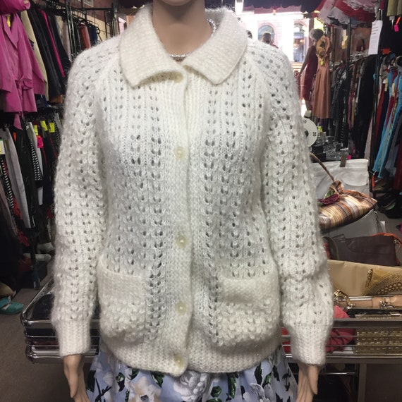 Vintage White Mohair Cardigan