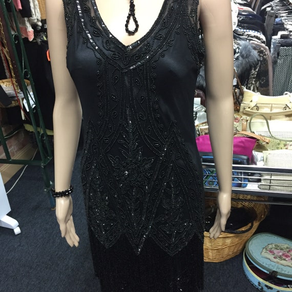1920's Black Charleston Flapper Dress