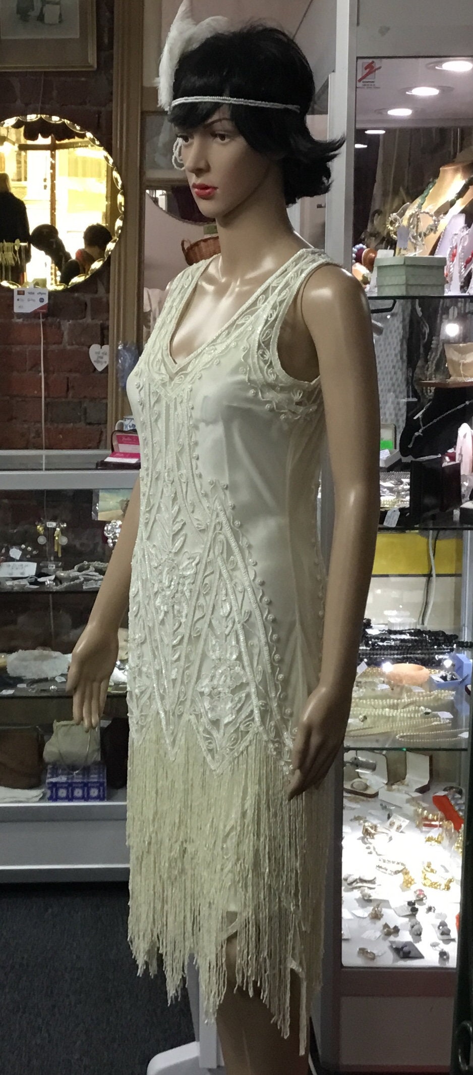 Cream Flapper Dress/1920s Cream Dress/cream Beaded 1920s Dress - Etsy
