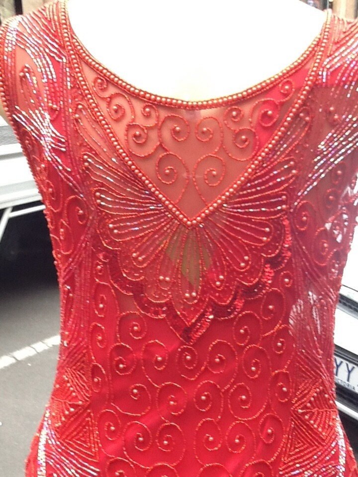 Red Flapper Dress/red 1920's/red Beaded/red Fringing - Etsy