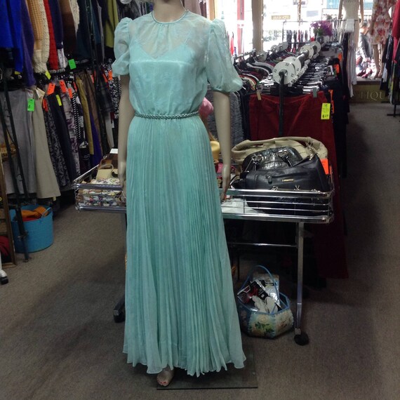1950s Mint Green Chiffon Formal Dress