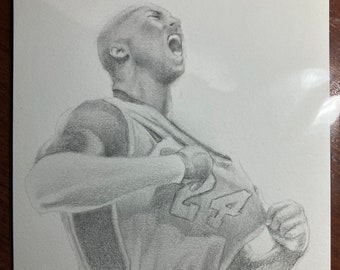 Kobe Bryant ~ Original Pencil Drawing. Los Angeles Lakers 5"x7"/Wall Decor/Lakers/Basketball/Drawing/Original/Art/Artwork