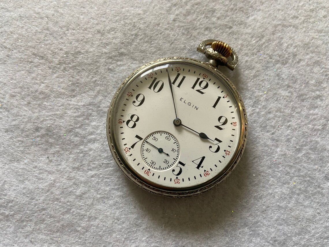 Elgin 7 Jewels Vintage Mechanical Wind Up Pocket Watch Etsy