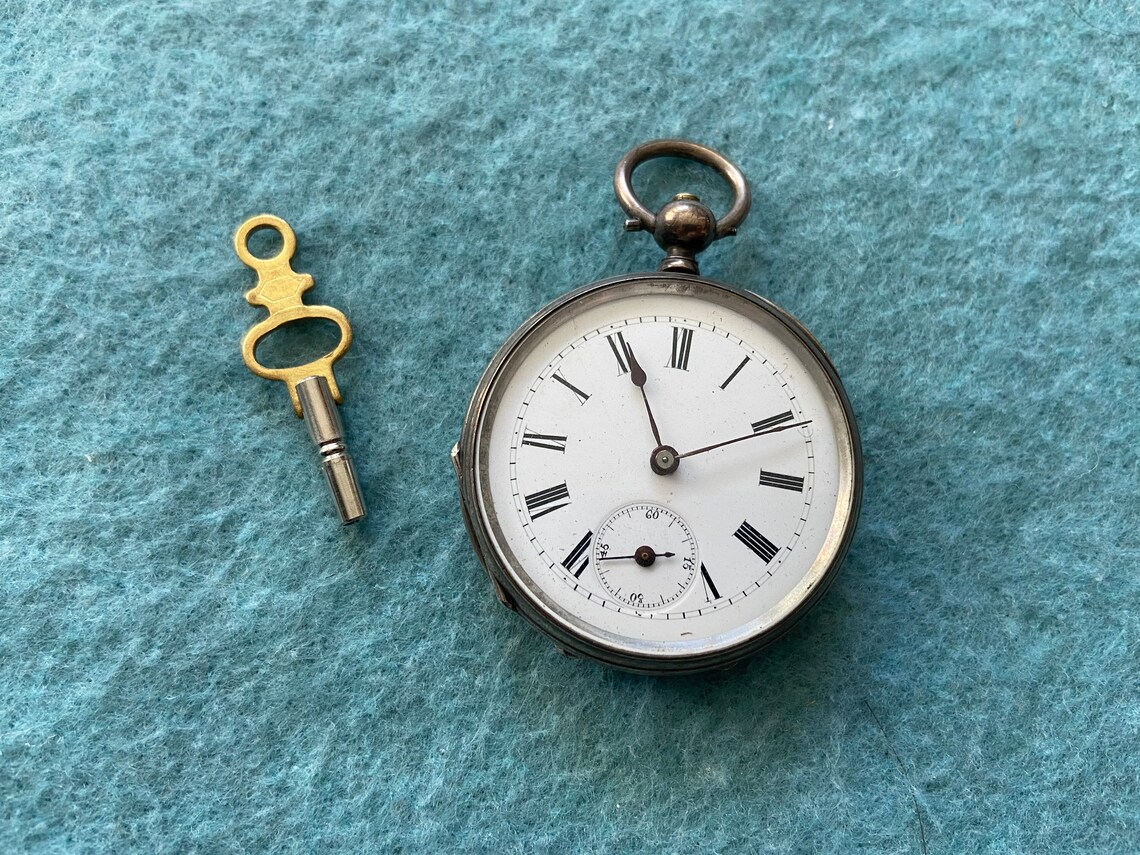 Vintage Key Wind Mechanical Pocket Watch Etsy