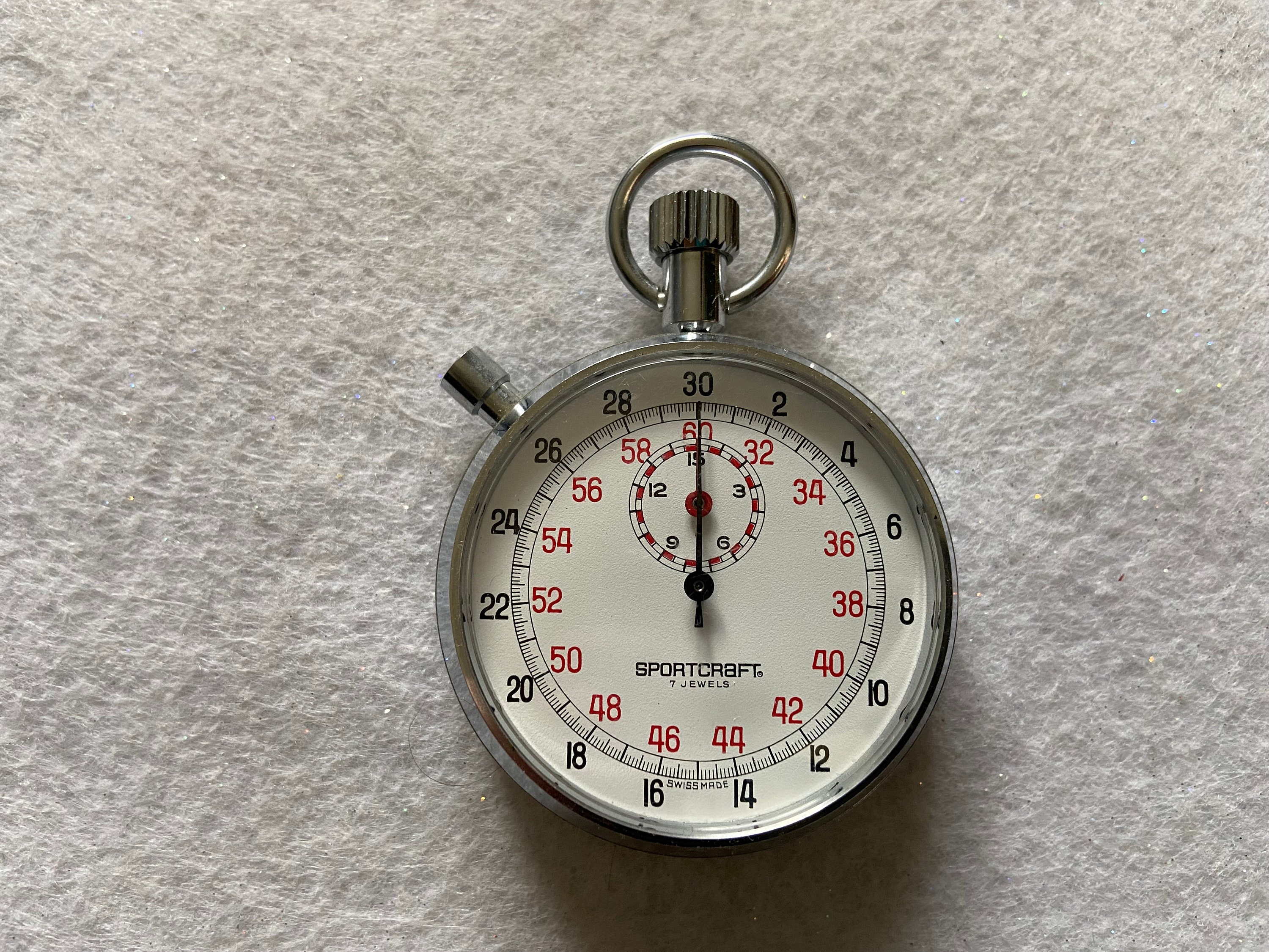Vintage Hanhart Lever 7 Jewels Shockproof Stopwatch, 54mm Case 80's