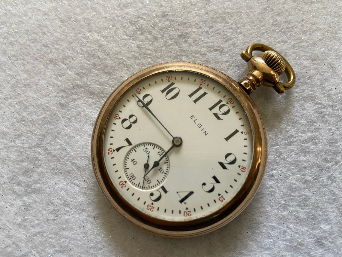 7 Jewels Elgin Mechanical Wind Up Vintage Pocket Watch Made in Etsy