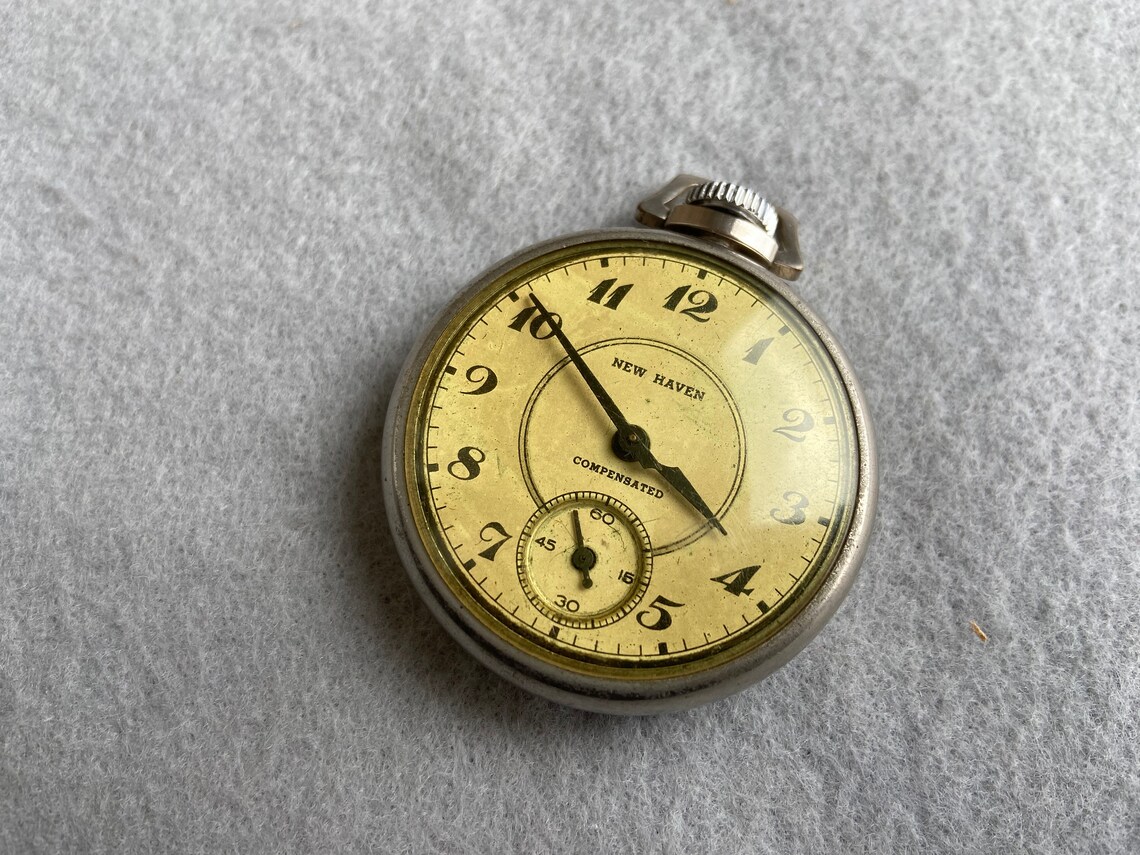 New Haven Compensated Vintage Mechanical Wind Up Pocket Watch Etsy