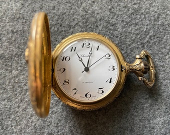Jewels Mechanical Wind up Pocket Watch 