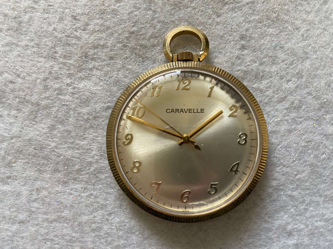 Caravelle Mechanical Wind up Vintage Pocket Watch Etsy