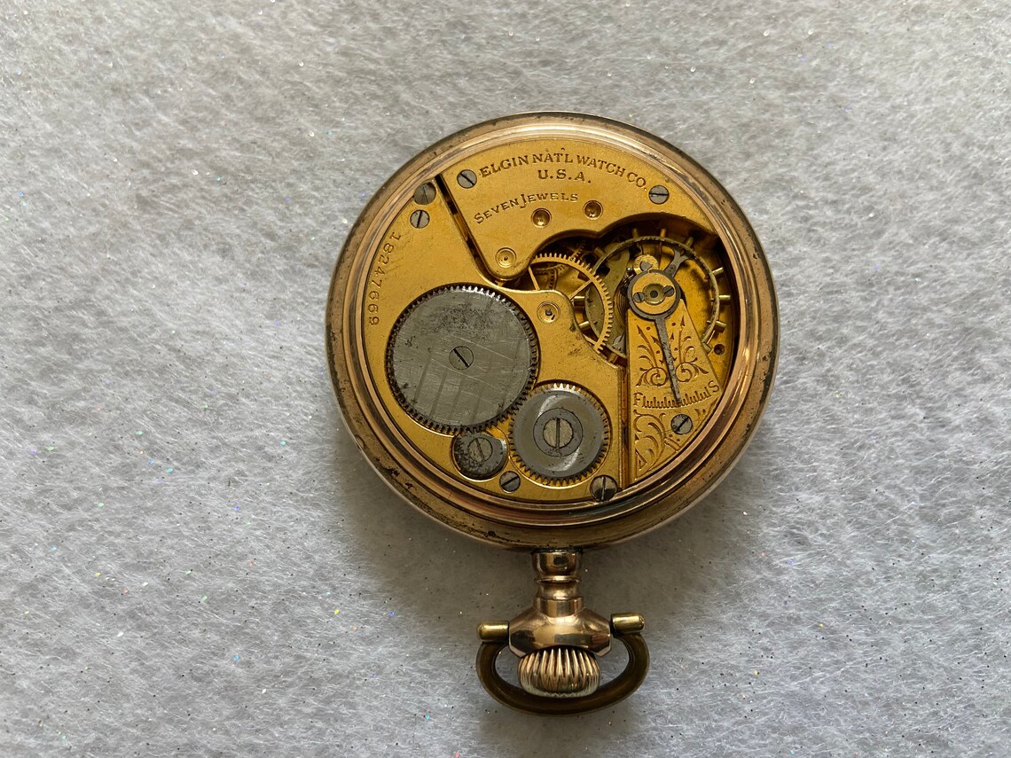 7 Jewels Elgin Mechanical Wind Up Vintage Pocket Watch Made in Etsy