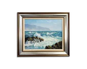 Original Oil on Canvas // Sea Mist by Peter Cosslett // Framed Artwork // Seascape // REDUCED PRICE