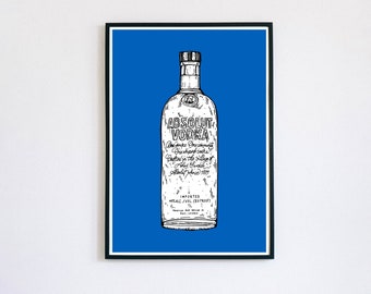 Absolut Vodka//Happy Hour//A5 A4 A3//ingelijste print//door Amy Rose