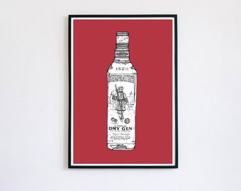Beefeater Gin//Happy Hour//A5 A4 A3//ingelijste print//door Amy Rose