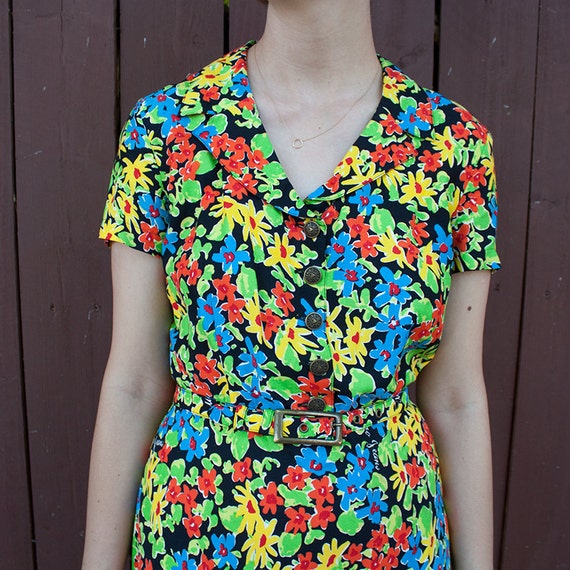 Moschino Jeans 90s Floral Dress with Belt - image 4