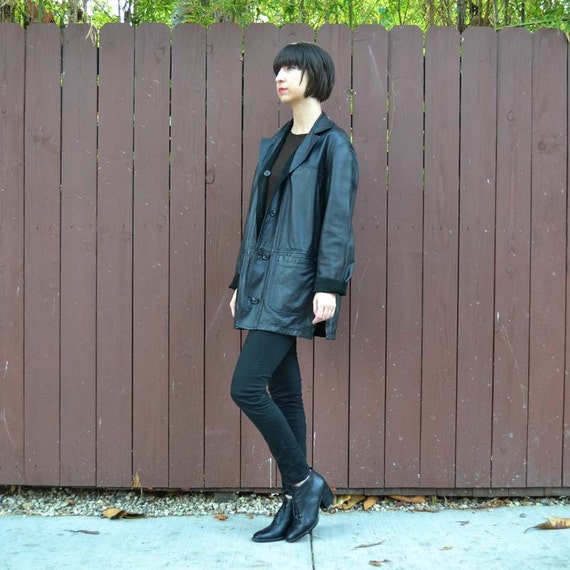 Reversible Black Leather Jacket - image 3