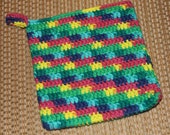 Variegated double-thick crocheted potholder
