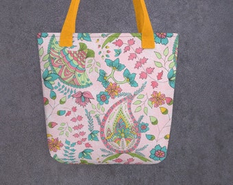 Pink Paisley Tote Bag: Trendy Polyester Fabric Shopper
