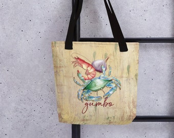 Gumbo Tote Bag: NOLA Seafood Design, Spacious Trendy Bag