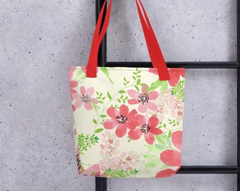 Floral Print Tote Bag: Trendy, Spacious Carryall
