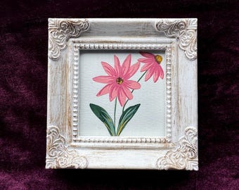Original Gouache Floral Painting "Bright Summer" framed in recylcled frame | Flower Painting