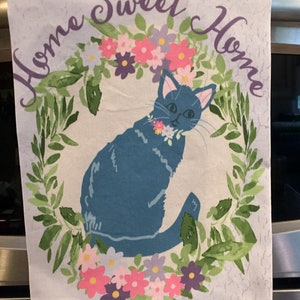 Cat Tea Towel | Home Sweet Home Tea Towel | Home Tea Towel | Kitten Tea Towel | Cat Decor | Feline Tea Towel