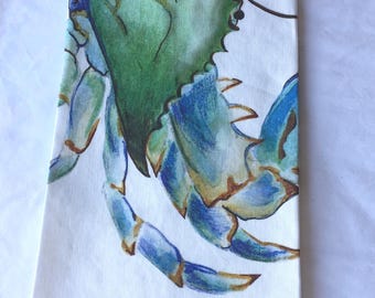 Blue Crab Cotton Twill Tea Towel (18x30 inch)