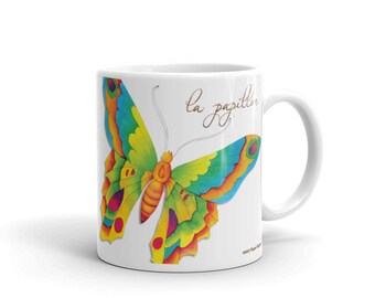 Butterfly Mug: La Papillon Vivid Print, Ceramic Coffee Mug
