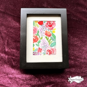 Miniature Original Watercolor Painting | Rose Painting | Floral Painting | Original Art | Framed Art