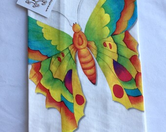 Butterfly Tea Towel: Colorful Linen Dish Towel, Spring Decor