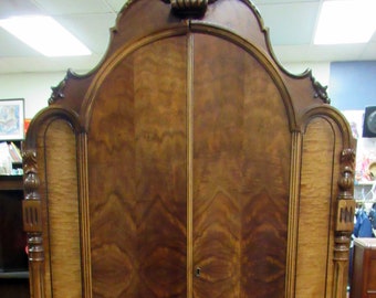 Exotic burlwood Armoire Chest Gothic Jacobean style