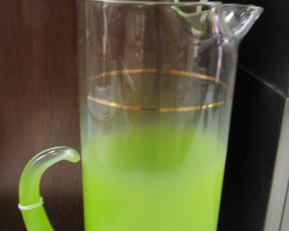 Lime green glass cocktail pitcher