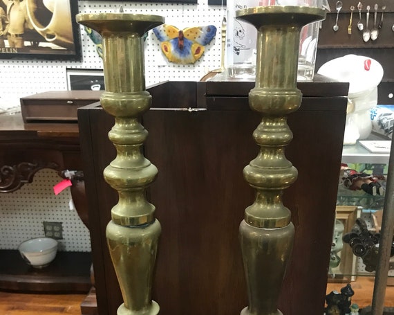 Tall brass candleholders
