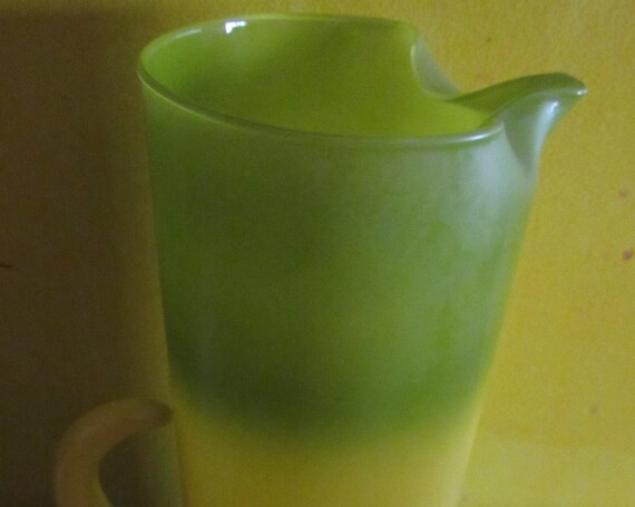 Vintage tall pitcher yellow and green