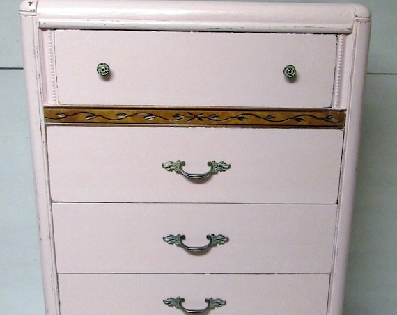 Tall pink Dresser art deco waterfall style