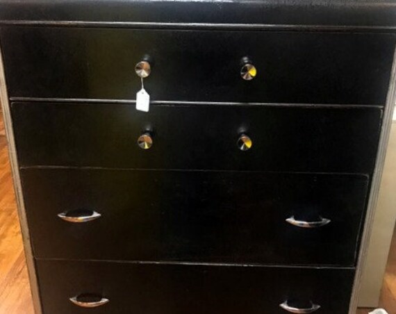 Tall Black Dresser Art Deco Waterfall