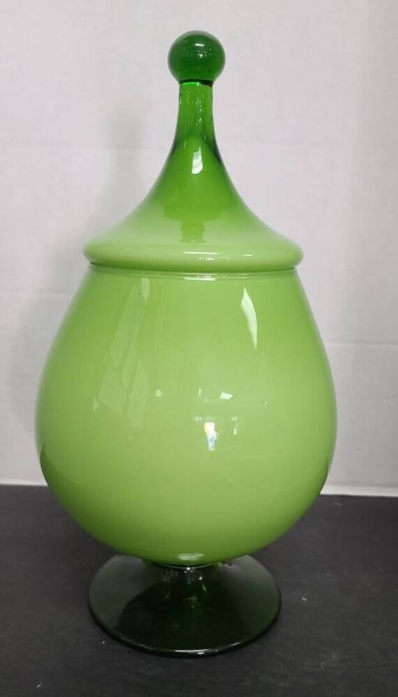 Vintage green candy jar
