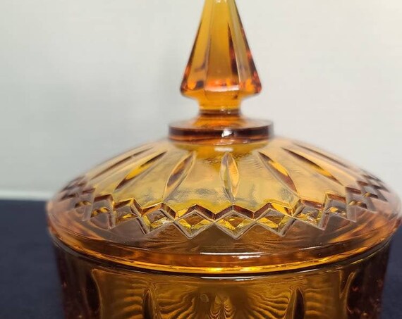 Amber Princess Glass Candy dish with lid