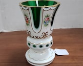 Bohemian crystal and green vase