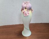 Franz vase 8 1 4 quot light green, yellow with purple colored vase.