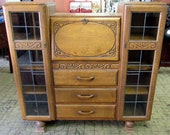 Tiger Oak Side by Side secretary bookcase