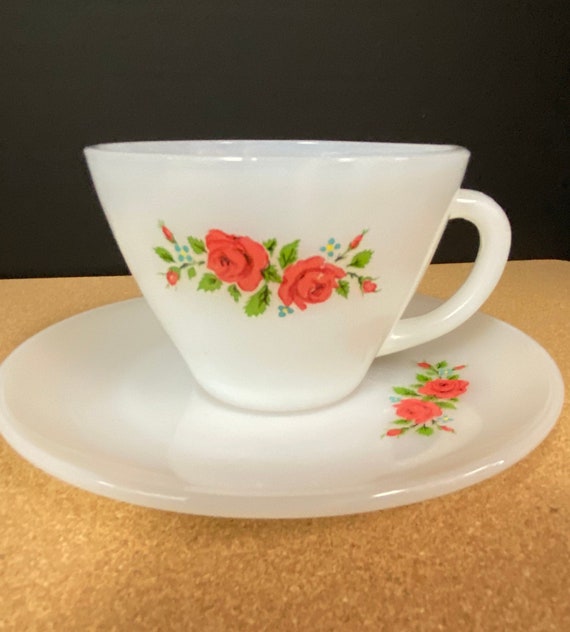 Fire King Rose cup and saucer