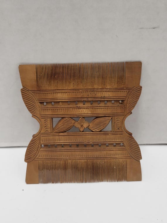 Folk Art Carved Wood Comb