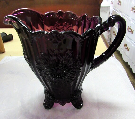 Purple glass water pitcher