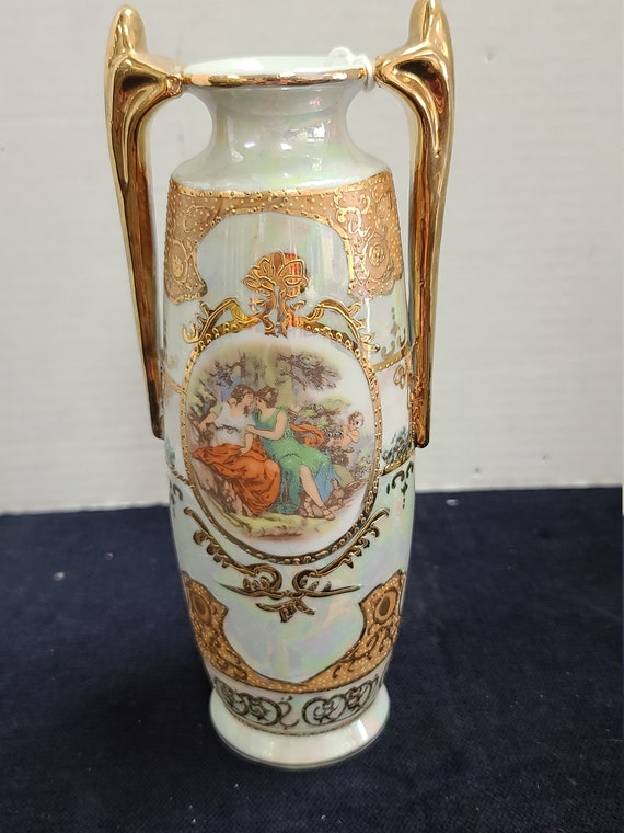 Limoges China Vase with romantic couple