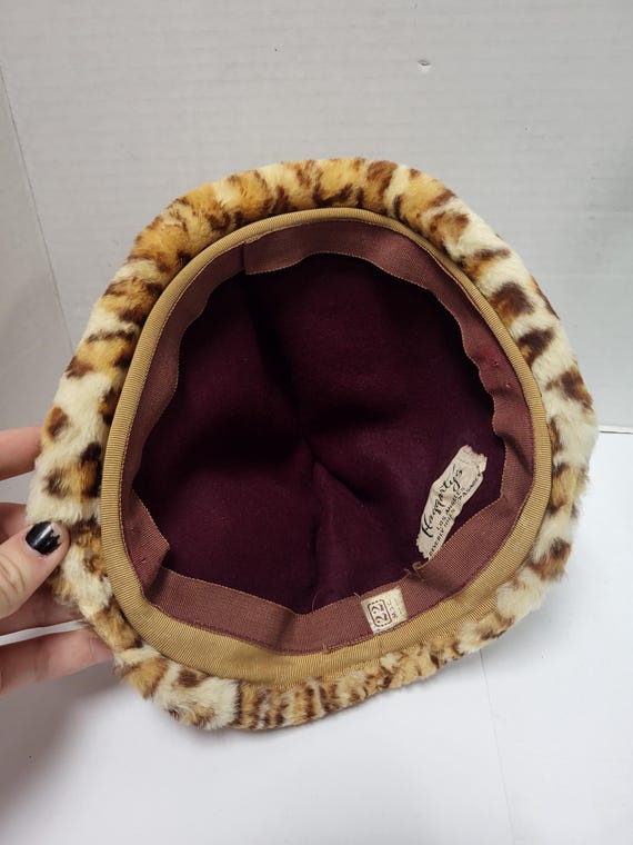 Leopard Print Rabbit Fur Hat - image 5